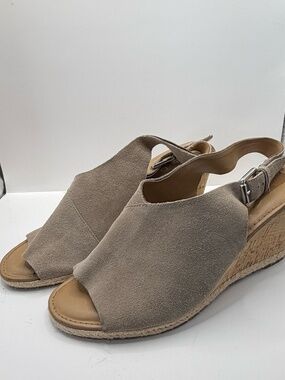 Franco Sarto Suede Cork Wedge Sandals Size 10